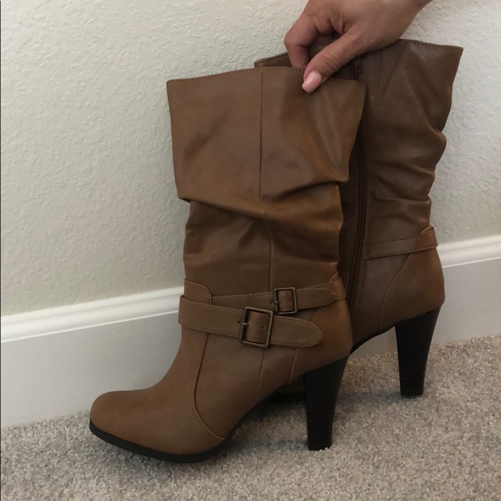 Brown heel booties